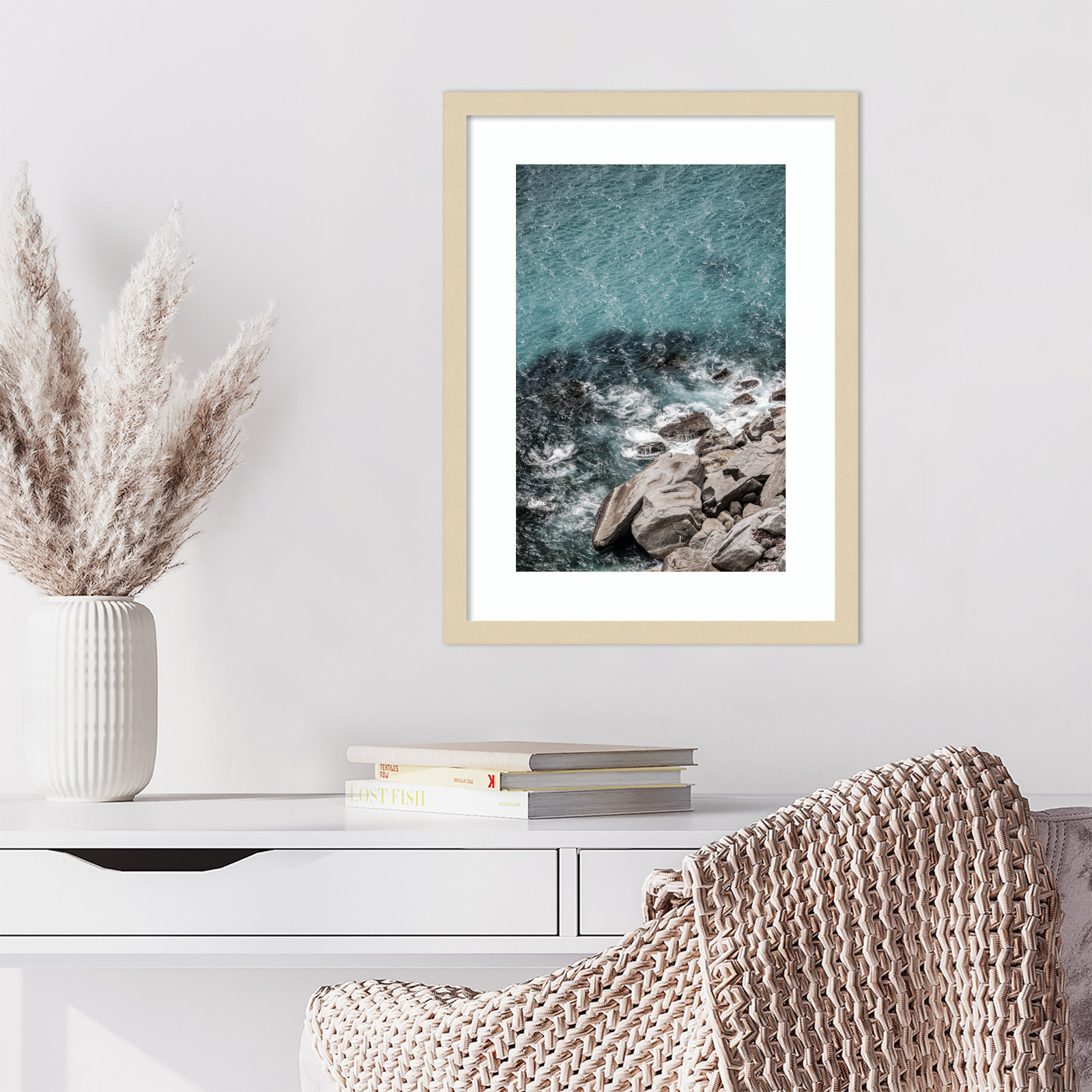Pacetti "Aqua Sea Shores" Print, 21" H x 16" W, Brown