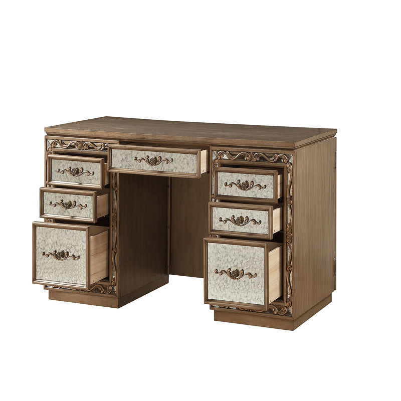 Brown Wood Computer Desk with Hutch and Drawer