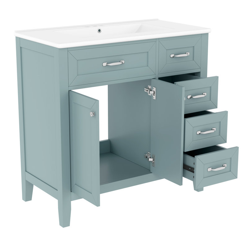 Meuble-lavabo 36 po avec comptoir en céramique et tiroirs 36 po, Vert