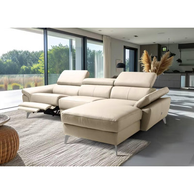 Milton Keynes Italian Leather Electric Reclining Corner Sofa with Adjustable Headrests and Adjustable Armrests