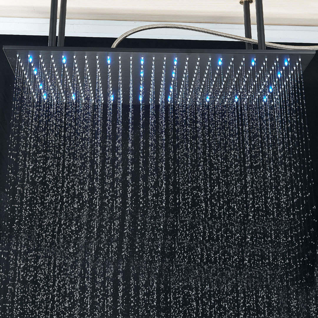 Rain Fixed Shower Head 2.5 GPM GPM with Temperature-based LED Senlesen