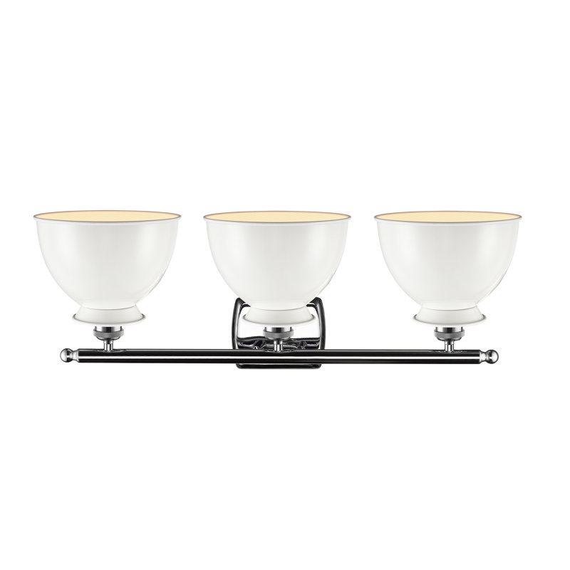 Erastus 3 - Light Dimmable Vanity Light, Glossy White, 6 Watt Vinage LED Bulb, Polished Chrome