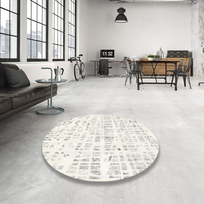 Tapis beige contemporain, Rond 3 pi