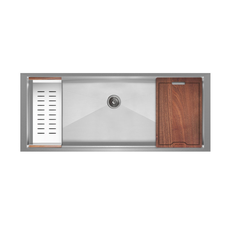 Rivage Basin Undermount Kitchen Workstation Sink, Single, 45 in x 19 in