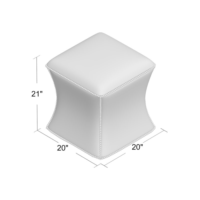 Roscoe Upholstered Pouf, Antique Nickel, Akiko Graphite Performance 5534-011