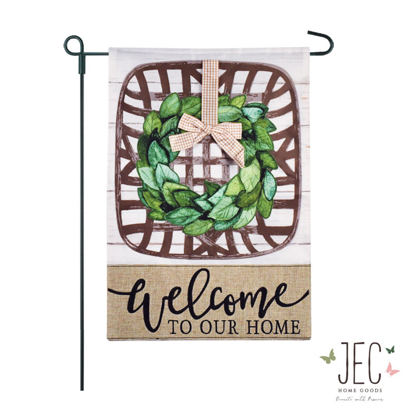 Le panier de tabac est le bonheur de 2 côtés, 1 pi 6 po x 1 pi. drapeau de jardin, Bonheur