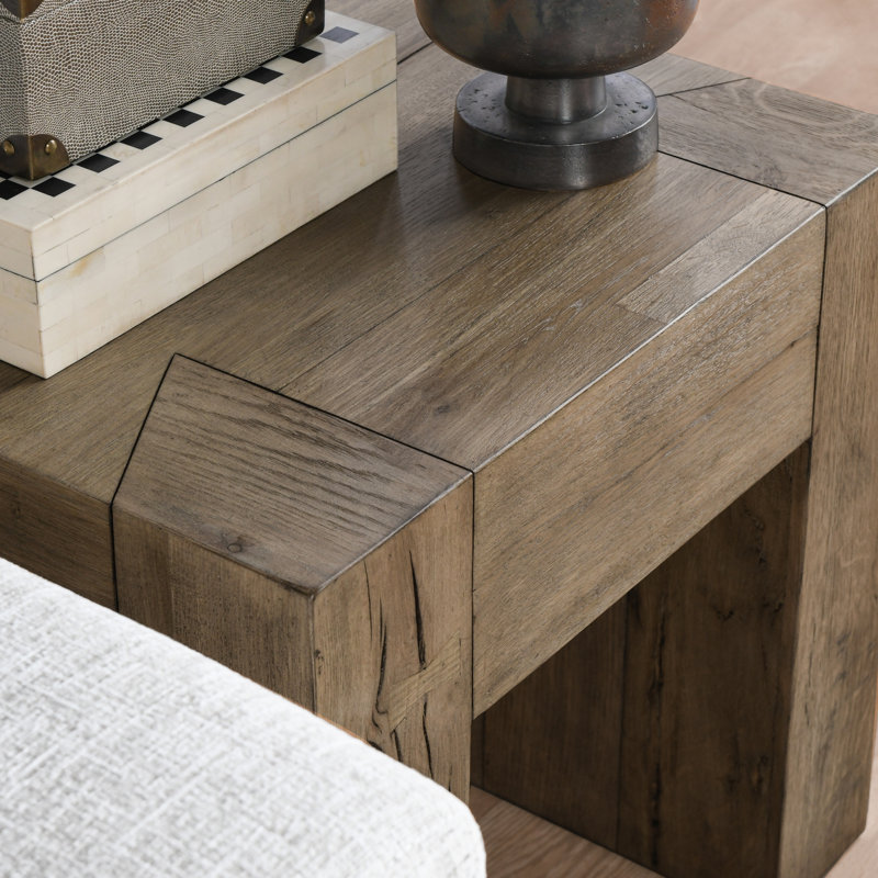 Solid Wood Sled End Table, Brown