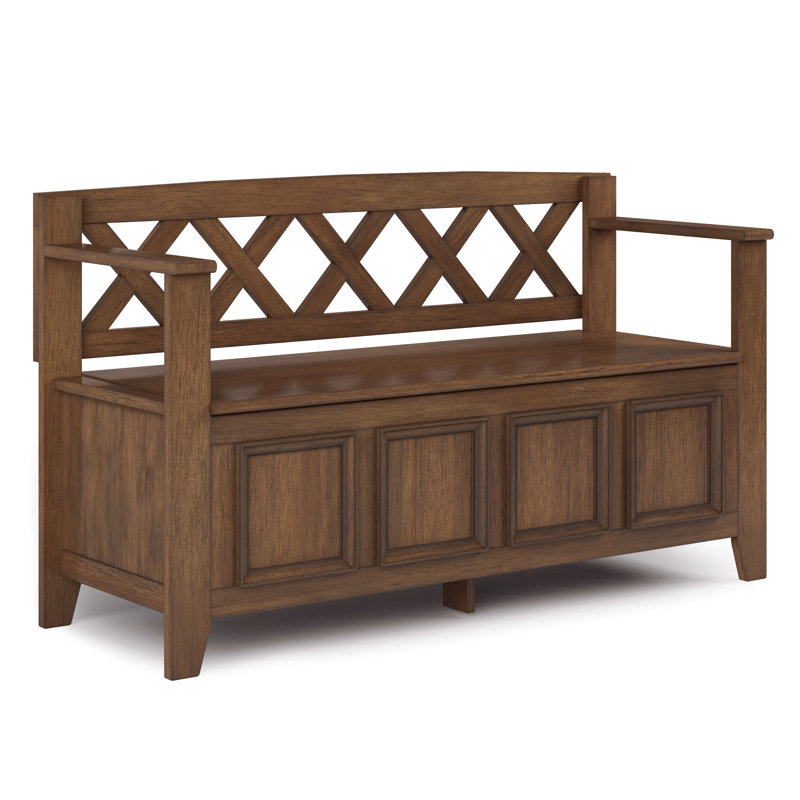 Banc de rangement en bois massif pour hall d'entrée, Noyer