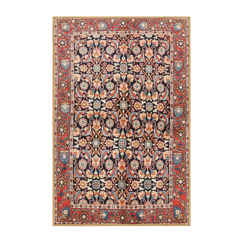 Tapis orange/beige/bleu traditionnel Lamborn, Rectangle 7 pi x 10 pi