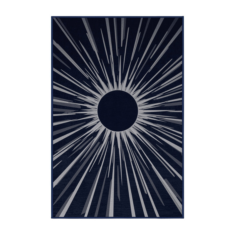 Tapis bleu doux et moelleux Evart Bold & Eclectic, 6 X 9