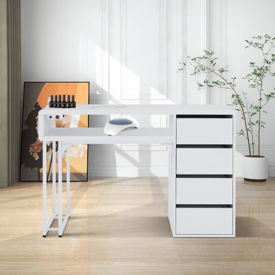 Nail Desk with Vacuum Cleaner, Professional Manicure Table Workstation with Dust Collector and Reusable Bag by Latitude Run