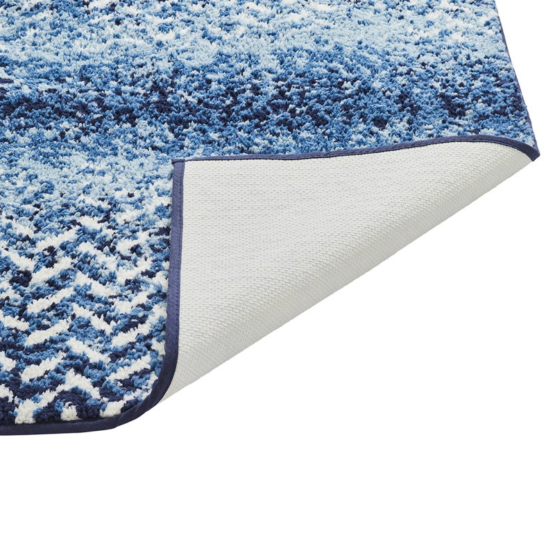 Annalia Non-Slip Bath Rug, Blue, 2 PCs Set(17" x 24"|21" x 34")