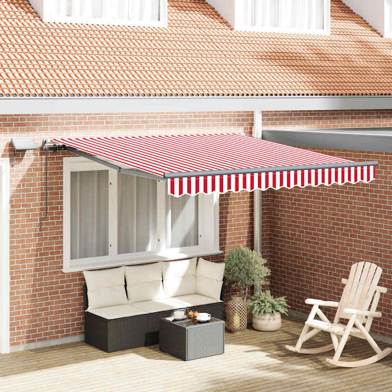 Retractable Awning, 300 cm W x 250 cm D, White/Red/Anthracite