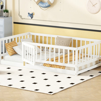 Floor Bed Twin Size - White Pine Wood, Space Pine, Fun For