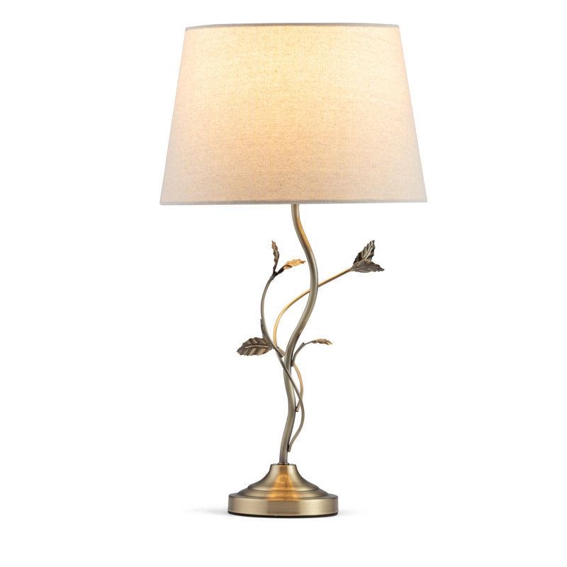 Antique Metal Leaf 59cm Table Lamp, Beige;Cream