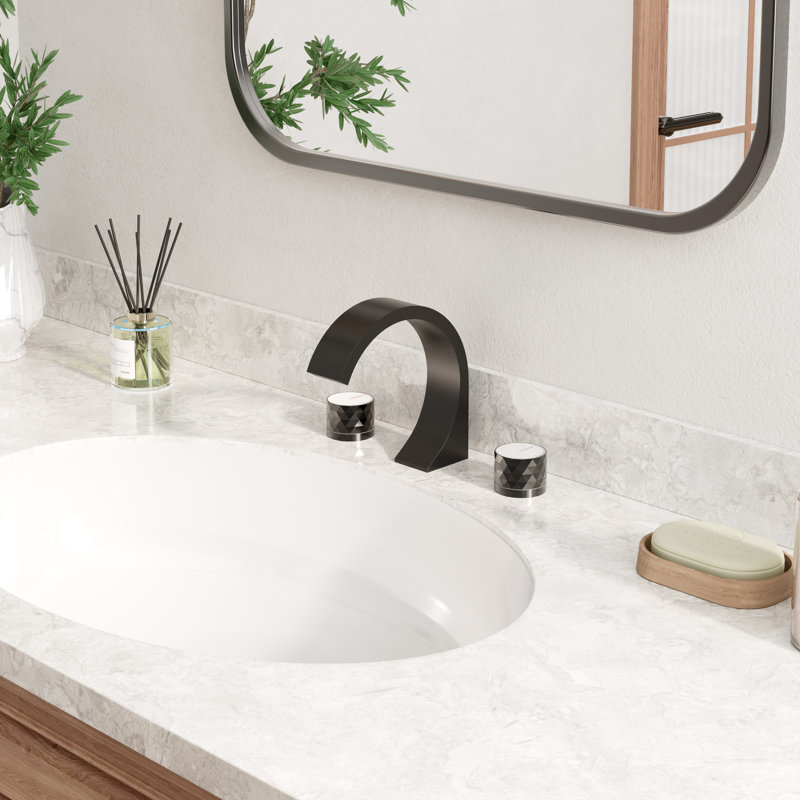 Casainc Widespread Double Handle Bathroom Sink Faucet with Drain, Matte Black
