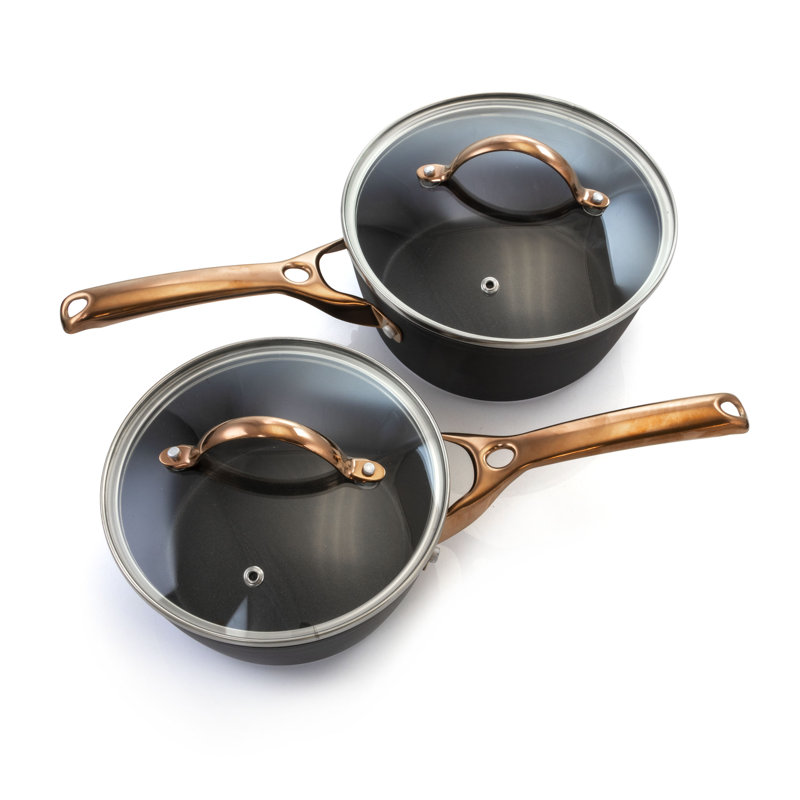 Elegant Black and Bronze 10-Piece Aluminum Nonstick Cookware Set