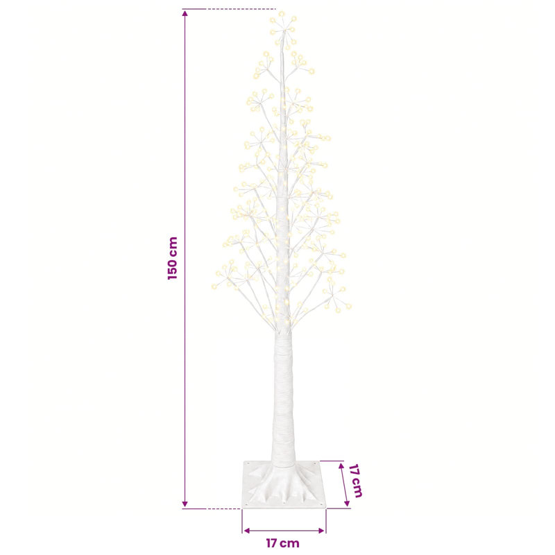 Starburst Christmas Tree Plastic LED Christmas Tree with Lights, 150 cm, White (Warm White)