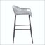 Ensemble de 2 tabourets de bar en corde gris clair avec structure en métal noir