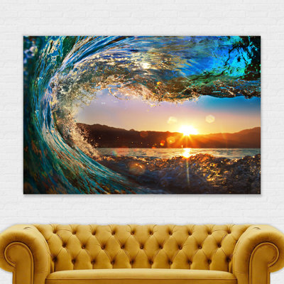 Big Wave Sunset - Wrapped Canvas Photograph