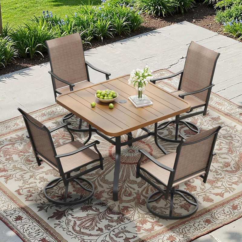 Ensemble de 4 chaises de patio empilables, Ensemble de 4, Brun
