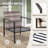Outdoor Patio Metal Frame Wicker Backrest Wood Grain Armrest Dining Chair with Cushions-594206974