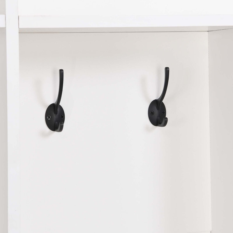 Arbre d'entrée large avec banc de rangement, armoire à chaussures minimaliste avec rangement cubique et tablettes, portemanteau multifonctionnel avec 8 crochets pour les entrées, vestibule