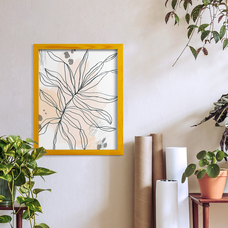 Palm, croquis I encadré sur papier, H 15 po x l 12 po x P 1 po, Jaune