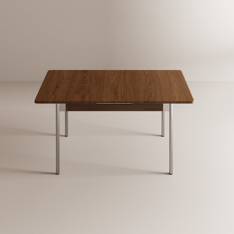 Mid-Century Style Extendable Dining Table with Metal Legs, Ideal for Dining Rooms, Bedrooms and Other Spaces, Brown