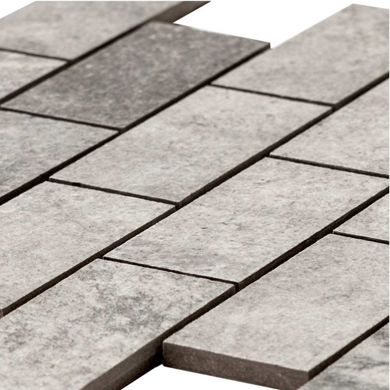 The Wilds 2" x 4" Porcelain Mosaic Tile, Gravel Gray