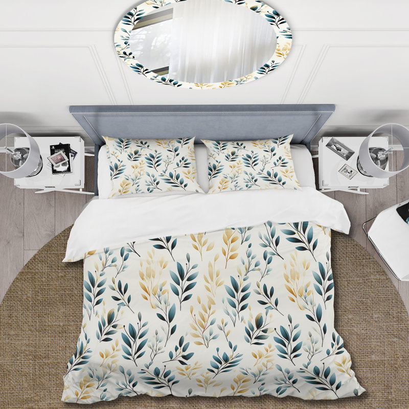Ensemble de housse de couette Minimalist Leaves III, Housse de couette pour grand lit et 2 taies décor