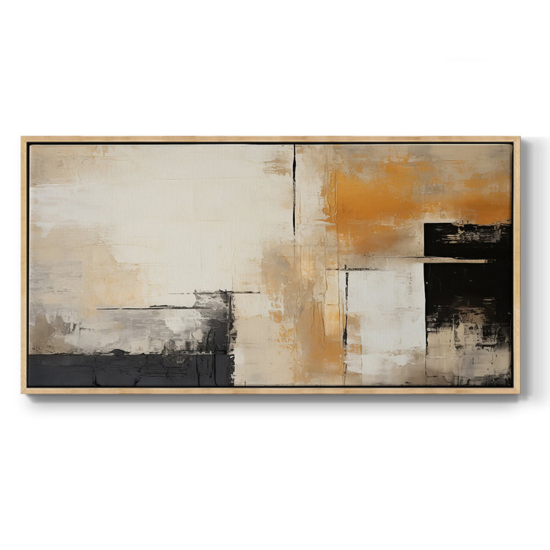 Abstrait, série CCL XXXI, toile tendue avec châssis, prête à être accrochée, H 25 po x l 49 po, Naturel
