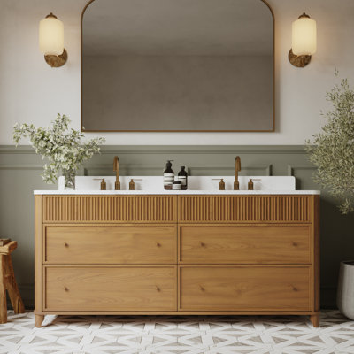 Meuble-lavabo double 72 po avec plateau en quartz Statuario Kennedy