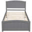 Structure de lit plateforme en bois avec tête de lit, pied de lit et lattes robustes, meubles de chambre en pin massif, gris-117494018