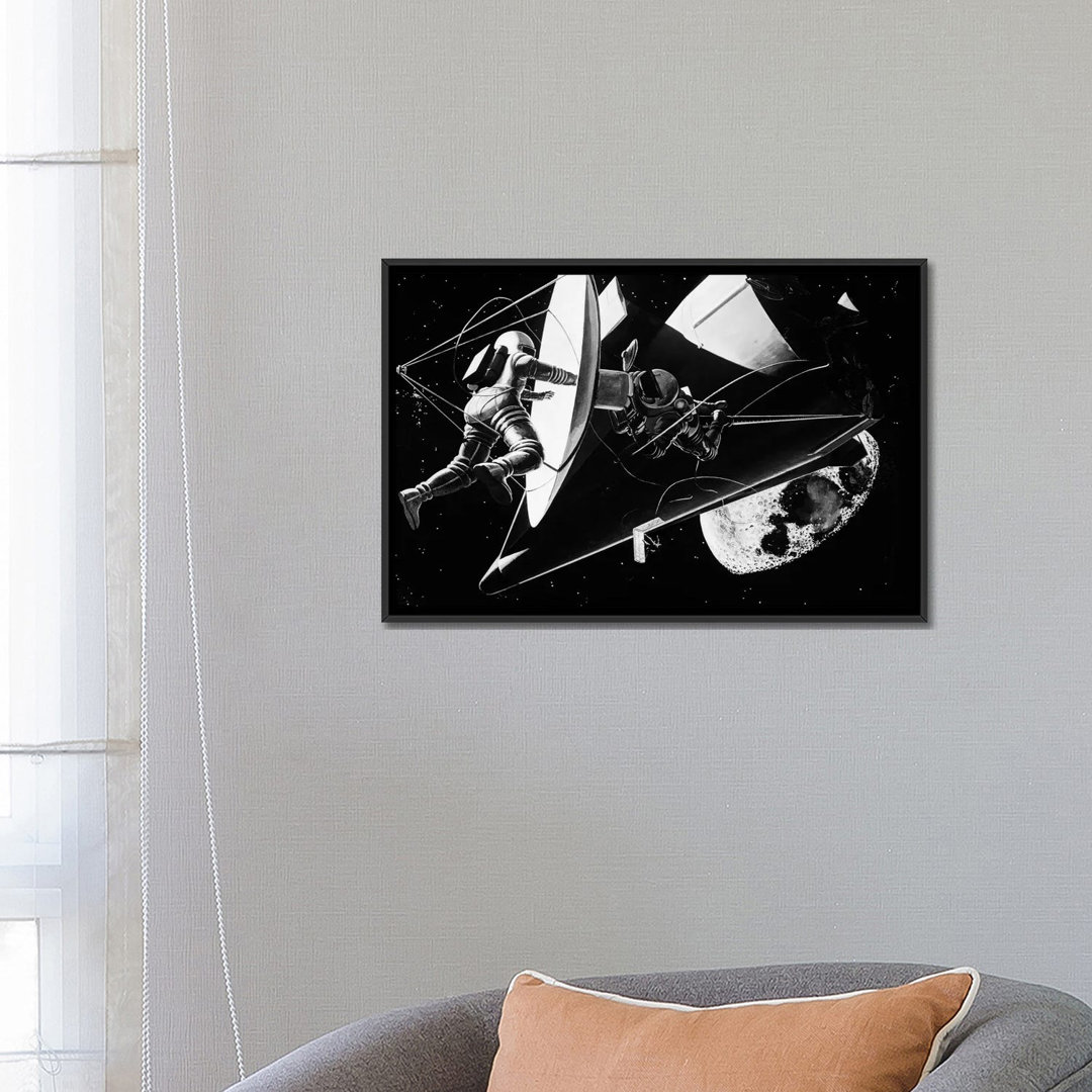 " Illustration 1960s Weightless Astronauts Eva Extravehicular Activity Assembling Reflector For Space Station Science Sci-Fi Moon " by Vintage Images East Urban Home Mat