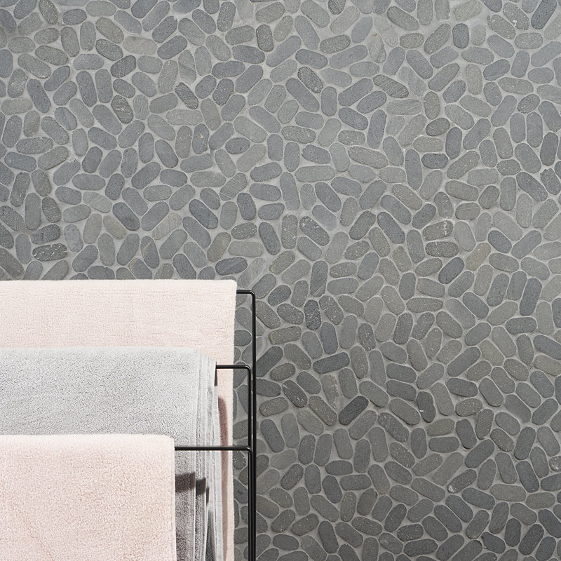 Carrelage de sol et de mur en pierre naturelle 11,81 po x 11,81 po, Lave noire