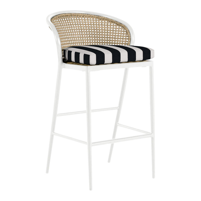Havana 24" Counter Stool - Black/Natural Cane, No Welt, Chalk/Natural Cane, Perigold Linnaeus Indigo
