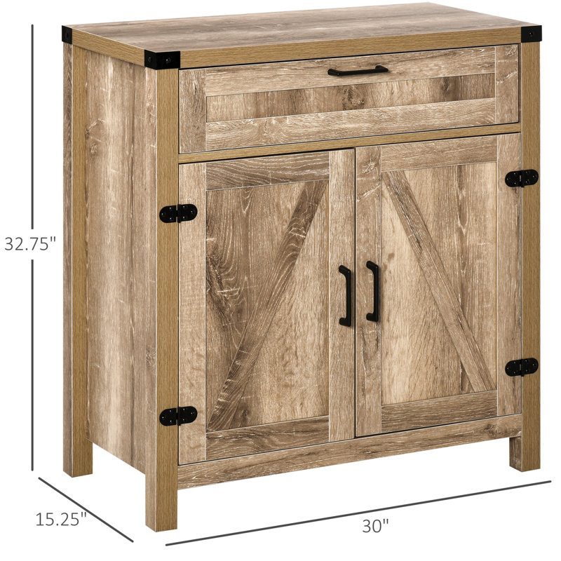 Armoire de cuisine en chêne de style industriel, buffet d'appoint avec tiroir et tablette en bois réglable