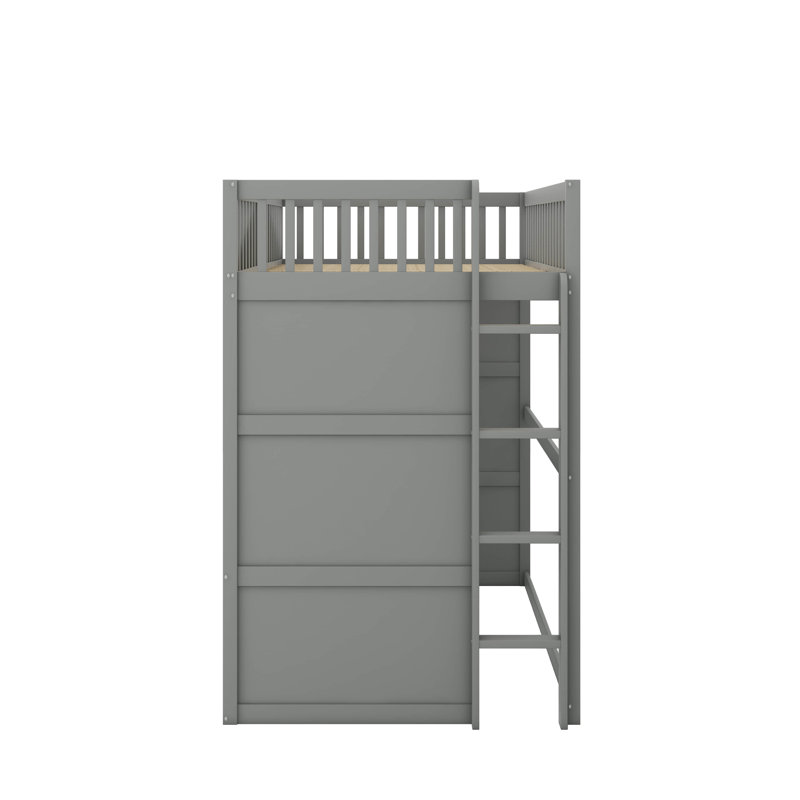Twin House Loft Bed With Ladder, Gray