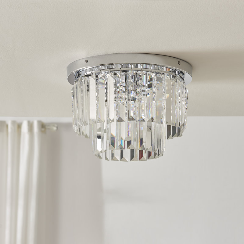 Bella Flush Acrylic Crystal Chandelier Drop Ceiling Light - Modern Glam Style