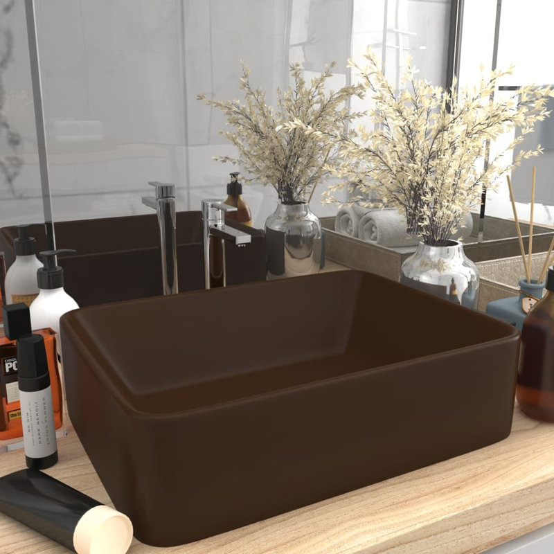 Metro Lane Kratz 300mm L x 410mm W Ceramic Rectangular Sink, Dark Brown