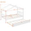 Lit simple en bois avec lit gigogne escamotable, lit plateforme pour enfants en pin massif avec têtes de lit, blanc-716815069
