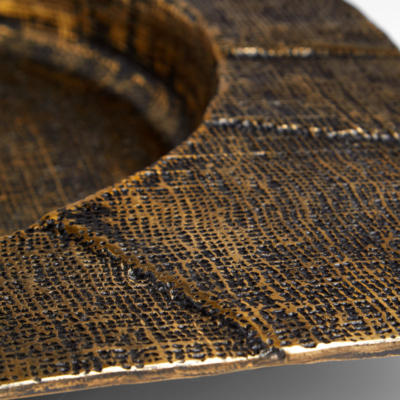 Baxter Metal Decorative Tray, Antique Brass, 3" H x 24" W x 24" D