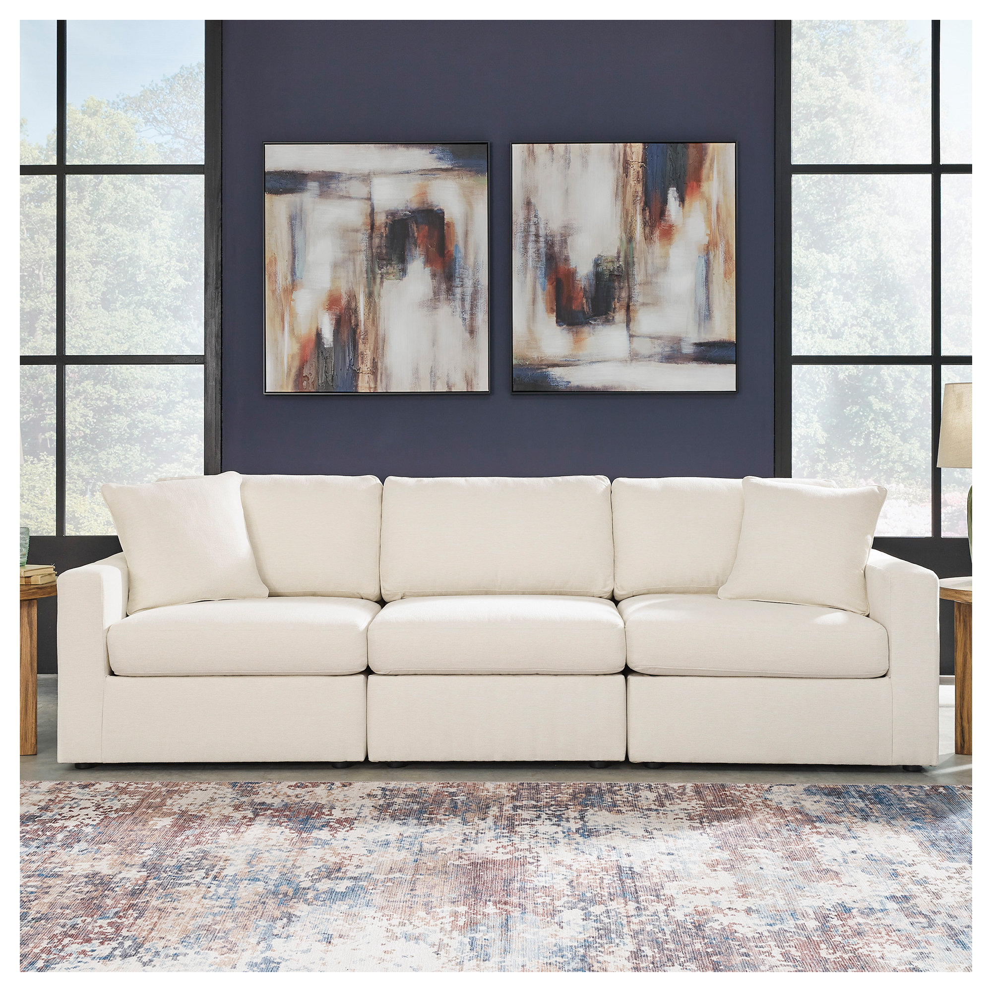 Bulwell Sofa, White, 36" H x 108" W x 37"D, 3