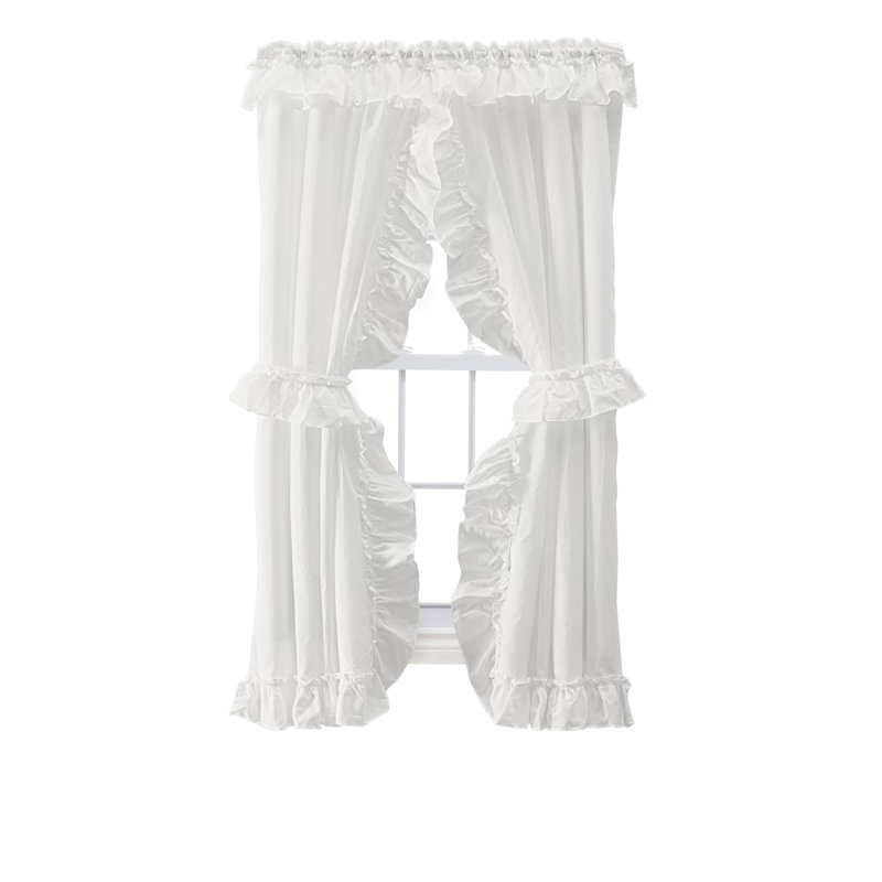 Ellis Cotton Blend Semi Sheer Curtain Pair, 27" W x 63" L, Ice Cream