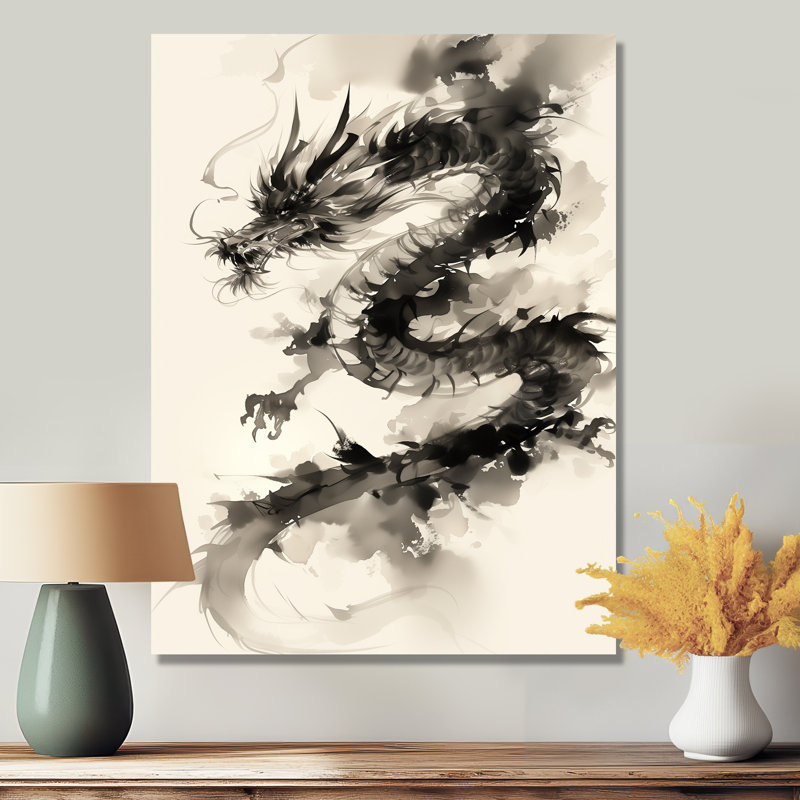 Portrait d'un dragon chinois - Dragons, art mural dans le salon, Métal métal, H 32 po x l 24 po x P 1 po
