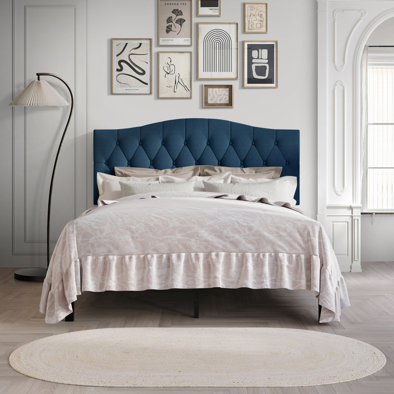 Jayquin Upholstered Platform Bed, King, Blue