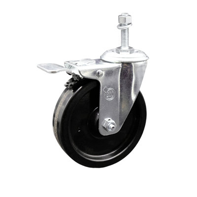 5 Inch Phenolic Swivel 3/8 Inch Threaded Stem Caster with Total Lock Brake SCC