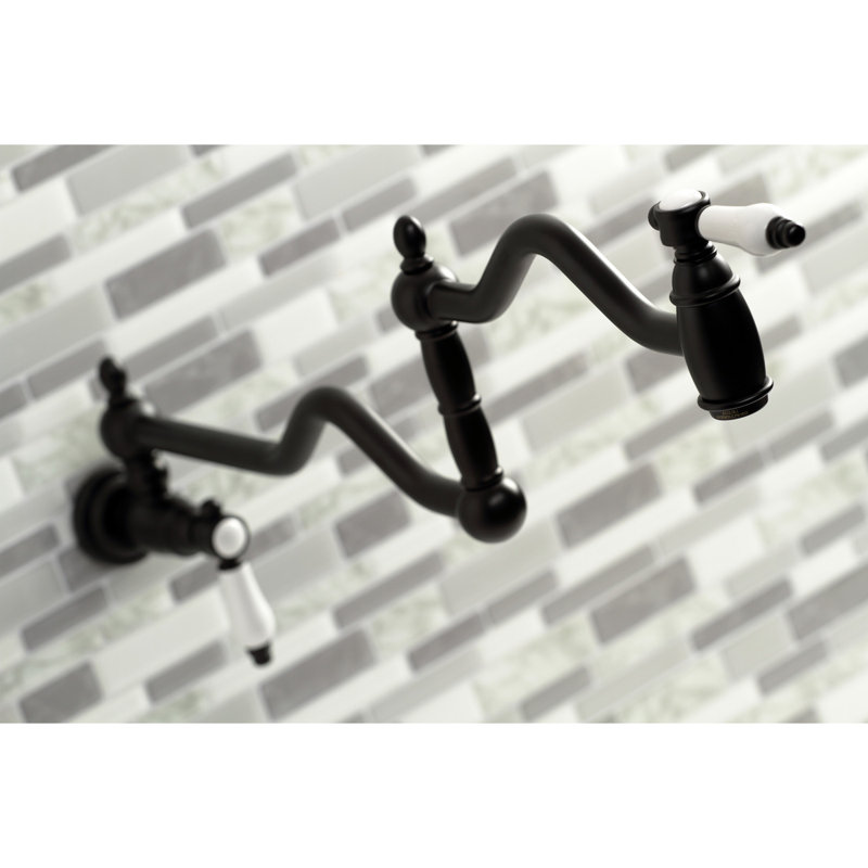 Robinet remplisseur Heritage, Noir mat, Levier en porcelaine blanche