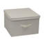 Grande boîte de rangement avec couvercle, toile en poly-coton doux avec cadre renforcé, capacité de rangement généreuse, couvercle entièrement amovible, poignée avant, polyvalent, pliable et empilable, naturel avec bordure café-1979030971-1979030969
